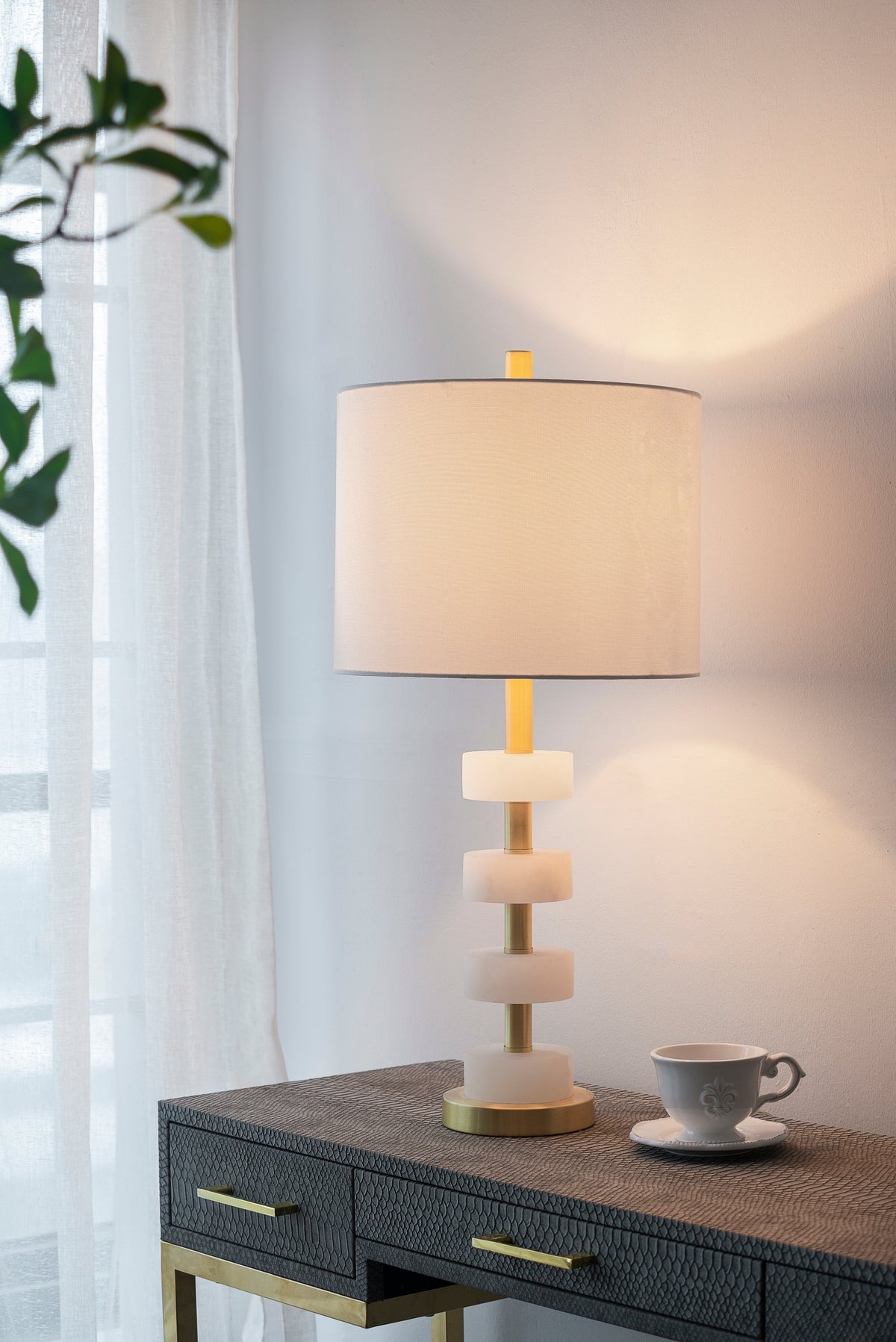 13x13x26 Marble Table Lamp