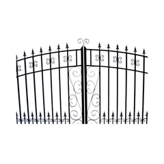 [12-18FT] Heavy-Duty Venice-Style Steel Dual-Swing Driveway Gate (SAK68025)