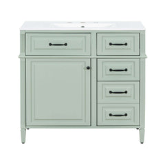 Alora 36-Inch Freestanding Bathroom Vanity With Ceramic Sink And Storage Cabinets [Faucet Not Included] (SAK86310)
