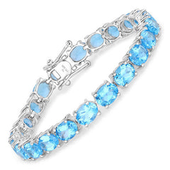 35.20 Carat Genuine Swiss Blue Topaz .925 Sterling Silver Bracelet