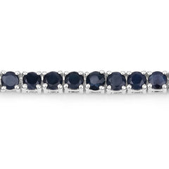 2.41 Carat Genuine Blue Sapphire and White Zircon .925 Sterling Silver Bracelet