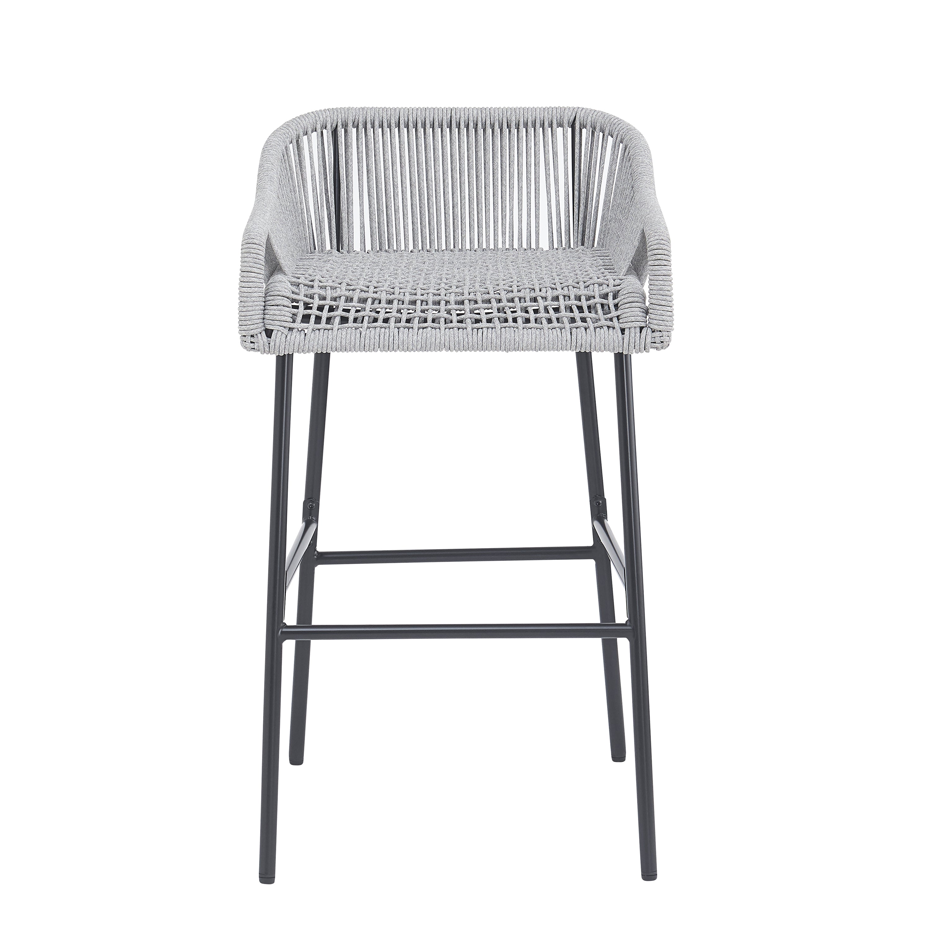 La Push Outdoor Patio Light Gray Rope Bar Stool, Set of 2