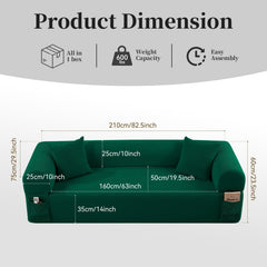 Spring Sofa with High-Quality Fabric in Green
