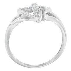 10K White Gold Diamond-Accented Cross & Open Heart Promise Fashion Ring (H-I Color, I1-I2 Clarity) - Size 7