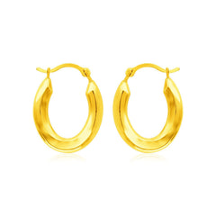 14k Yellow Gold Polished Oval Hoop Earrings