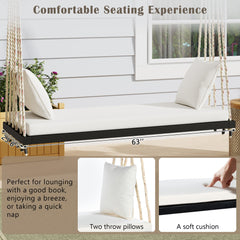 Patio Wooden Swing Chair Hanging Porch Swing Bench