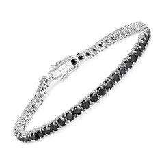 5.40 Carat Genuine Black Diamond .925 Sterling Silver Bracelet