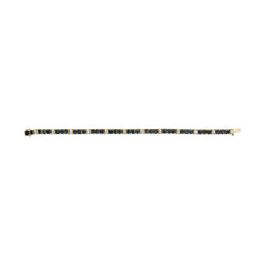 18K Yellow Gold Alternating 1 1/5 Cttw Diamond and 3X3 MM Blue Sapphire Tennis Bracelet (G-H Color, VS1-VS2 Clarity) - 7" Inches