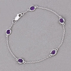 1.70 Carat Genuine Amethyst .925 Sterling Silver Bracelet