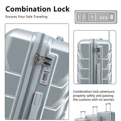 3-Piece ABS Spinner Wheel Luggage Set with Combination Lock - Silver