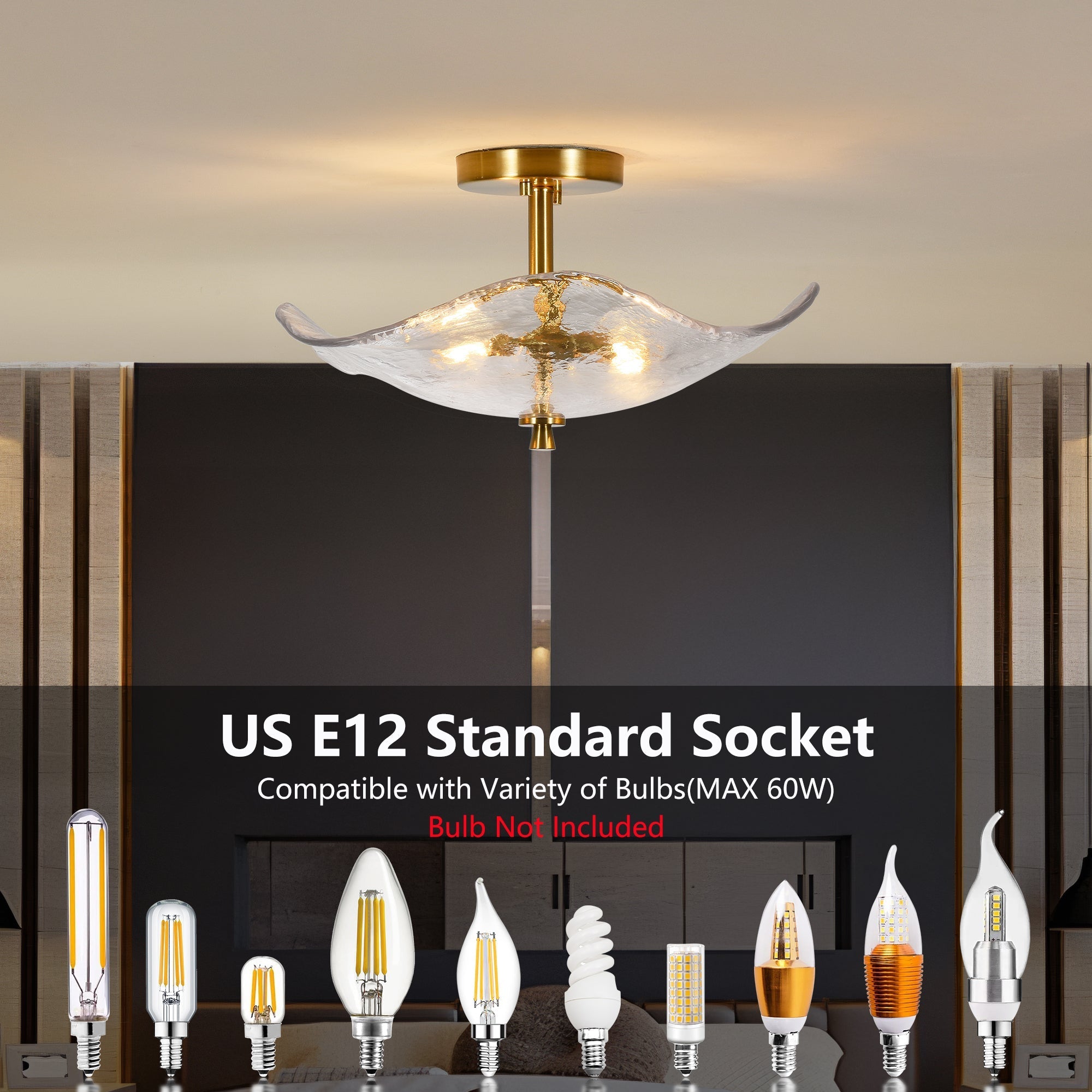 Glass Semi Flush Mount Ceiling Light
