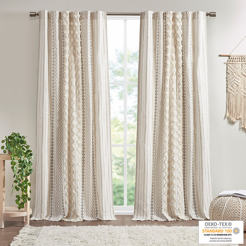 Cotton Chenille Stripe Curtain Panel 50x84