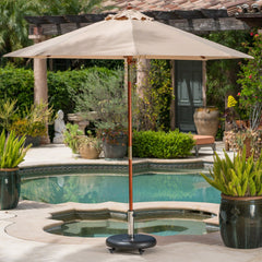 Modern Wheelie Round Umbrella Base with Stainless Steel Holder in Black Concrete