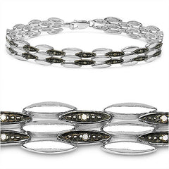 0.22 Carat Genuine Champagne Diamond .925 Sterling Silver Bracelet
