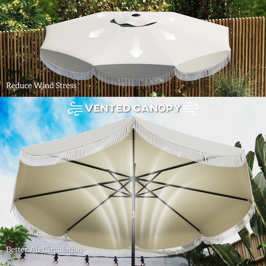 Vented Patio Table Umbrella, Outdoor Umbrella with Crank, 8 Ribs, Push Button Tilt