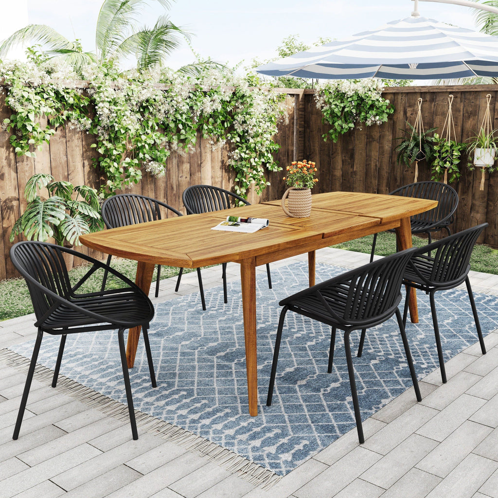 Modern Simple Art Style Patio Dining Chairs with Breathable Design (Set of 2)
