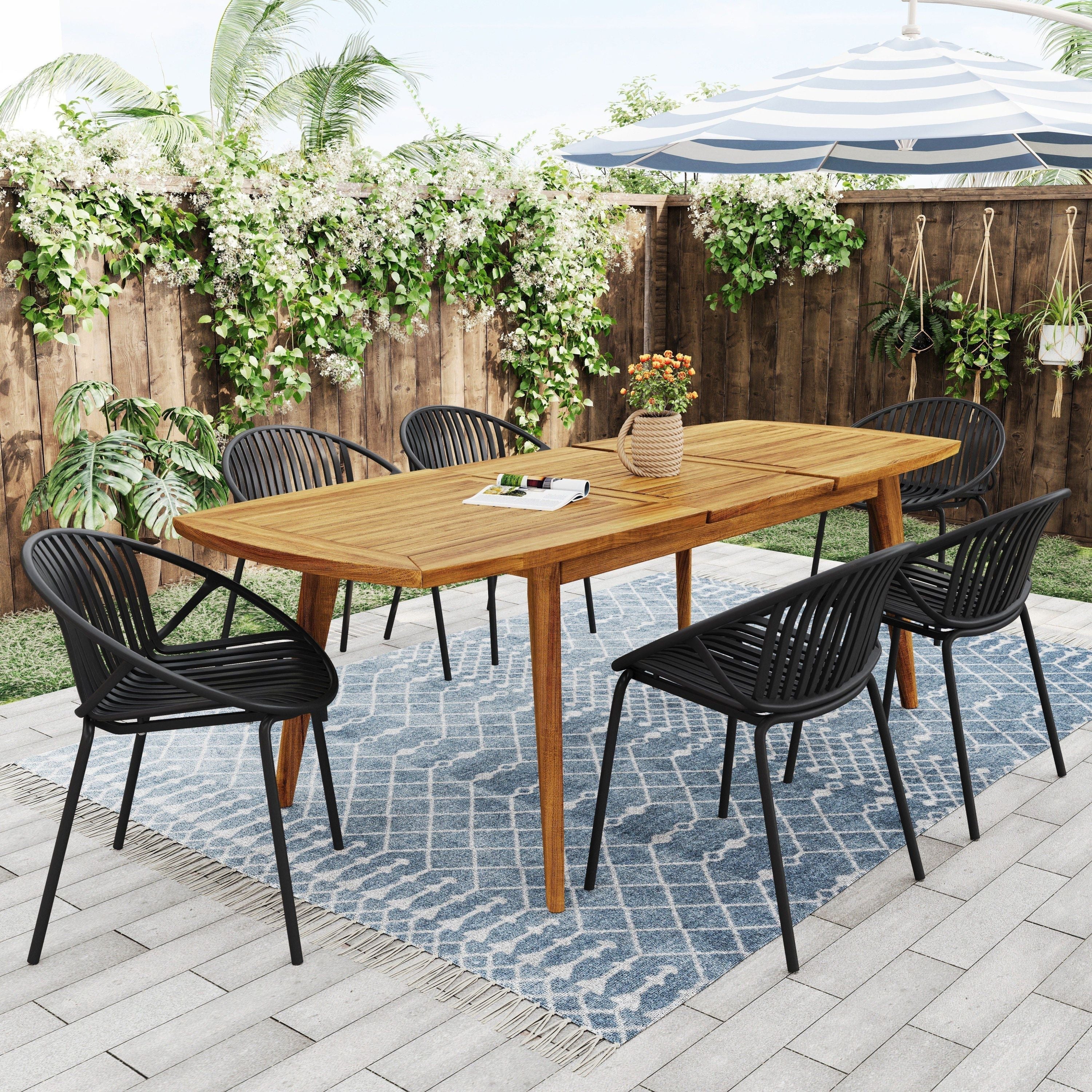 Modern Simple Art Style Patio Dining Chairs with Breathable Design (Set of 2)