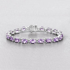 14.40 Carat Genuine Amethyst .925 Sterling Silver Bracelet