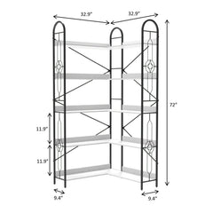 Industrial Style Corner Bookshelf With Thickened Iron Frame