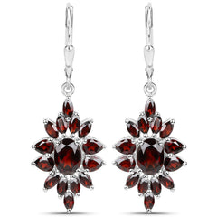 20.24 Carat Genuine Garnet .925 Sterling Silver 3 Piece Jewelry Set (Ring, Earrings, and Pendant w/ Chain)