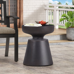 Outdoor Lightweight Concrete End Table with Half-Sphere Top, Copper