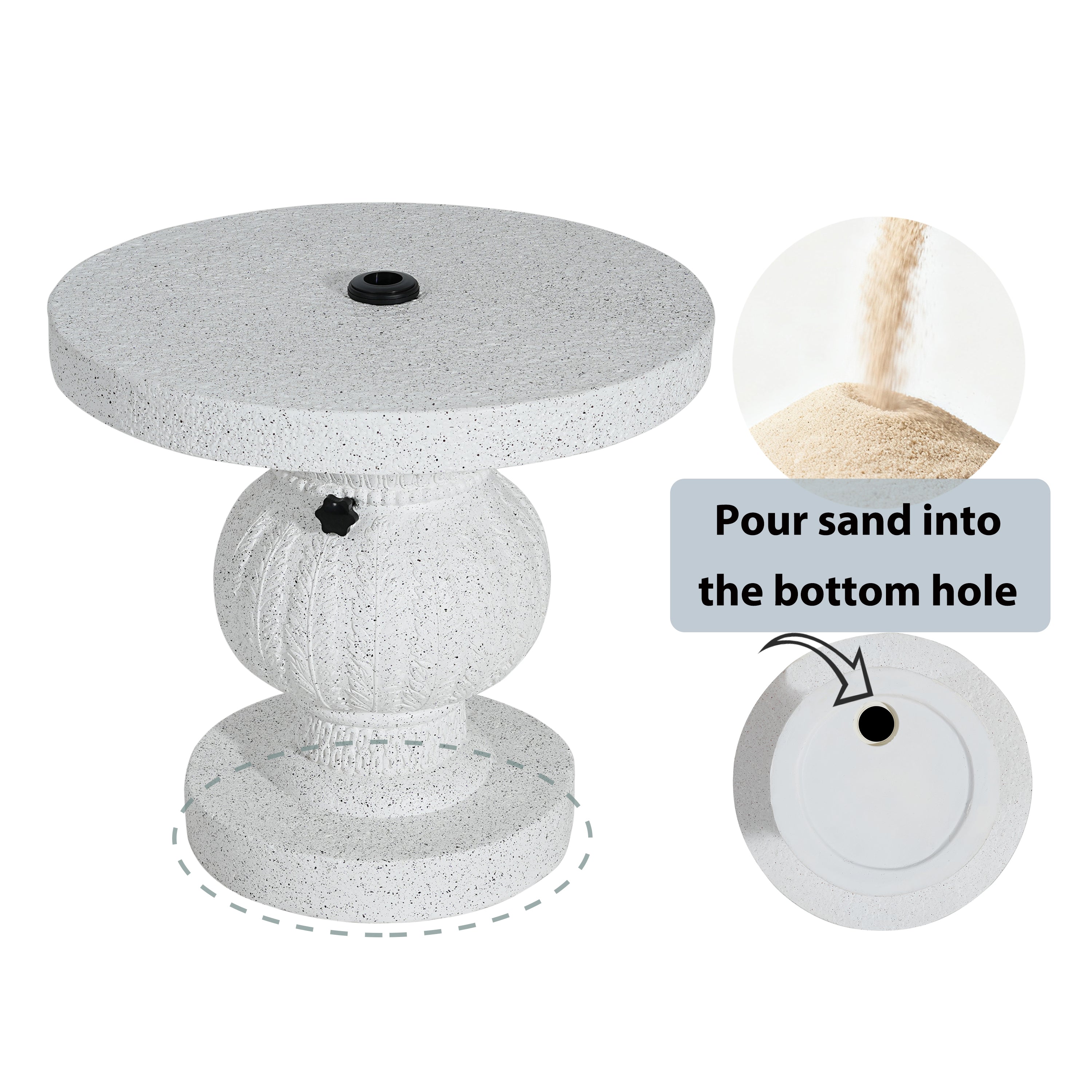 Berra MGO Outdoor Patio Side Table Umbrella Base with Sand-filling Design
