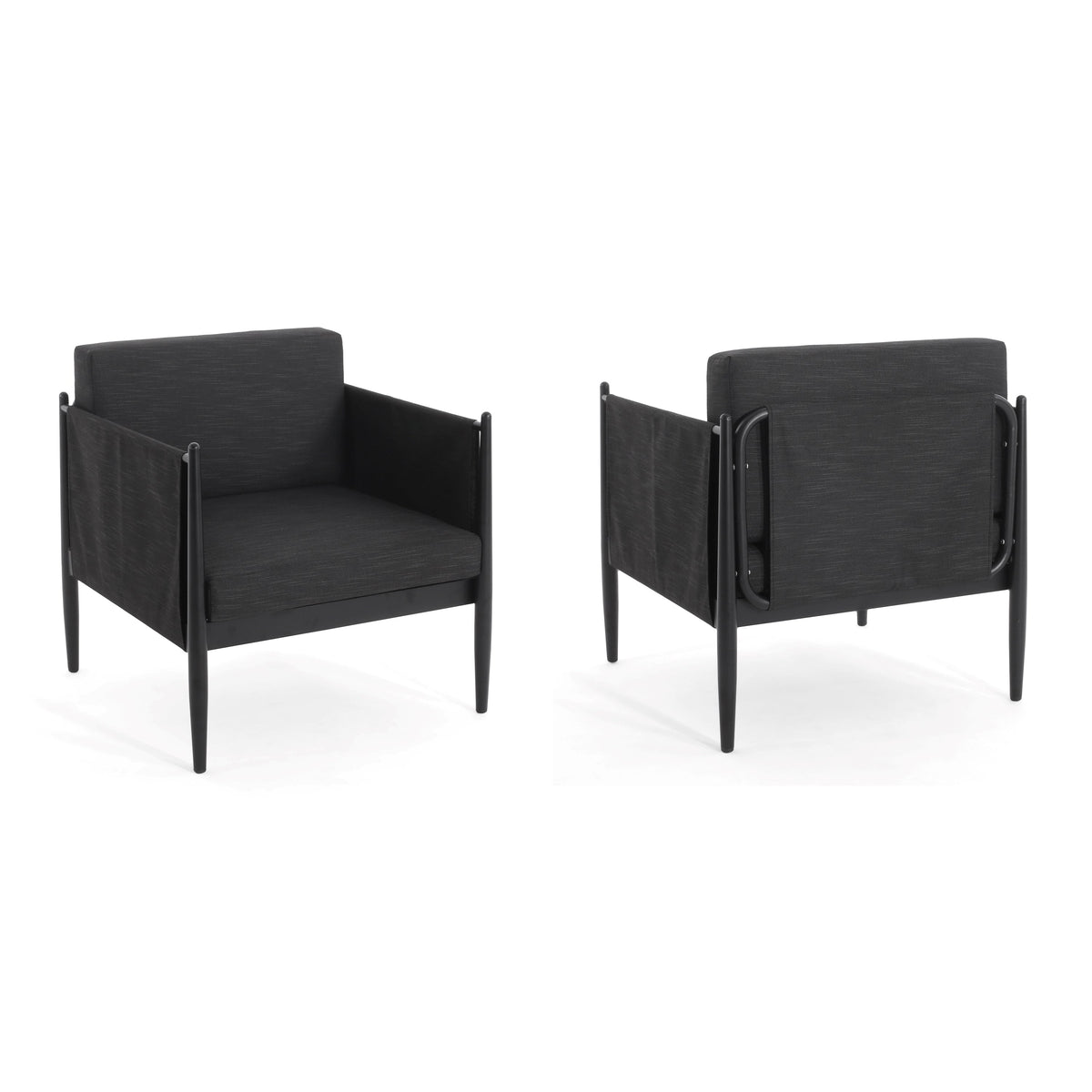 Dawson Outdoor Patio 2pcs Black Aluminum Club Chair Set with Water-Resistant Cushions