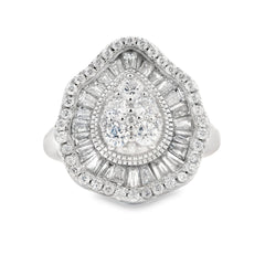 Genuine Cubic Zirconia Ring Sterling Silver