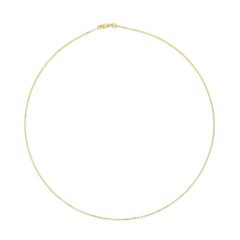 Solid 14K Yellow Gold 0.75mm Classic Box Chain Necklace. Unisex Chain - Size 16 Inches