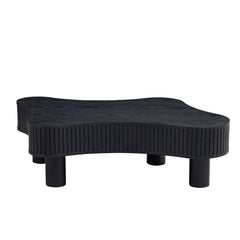 42.52 Inch Modern Wooden Handcraft Drum Coffee Table Black