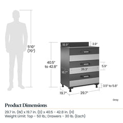 Boss - 3 Drawer Storage Cabinet - Gray