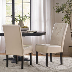 Carter 5 Tuft Dining Chair with Button Tufted Backrest and Espresso Legs - Ivory