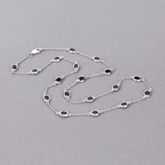 8.10 Carat Genuine Garnet .925 Sterling Silver Necklace