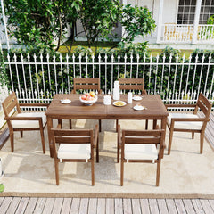 U_Style 7 Pieces Acacia Wood Outdoor Dining Set with Cushions