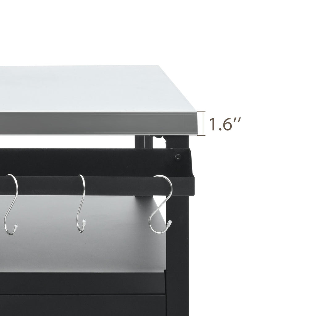 K&K 54.5" Outdoor Kitchen Island with Stainless Steel Tabletop