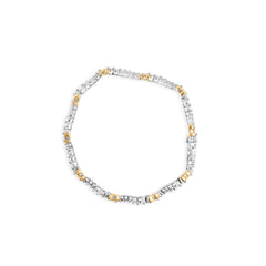 10K Two-Tone 2.00 Cttw Diamond "X" and Wave Link Bracelet (H-I Color, I1-I2 Clarity) - 7" Inches