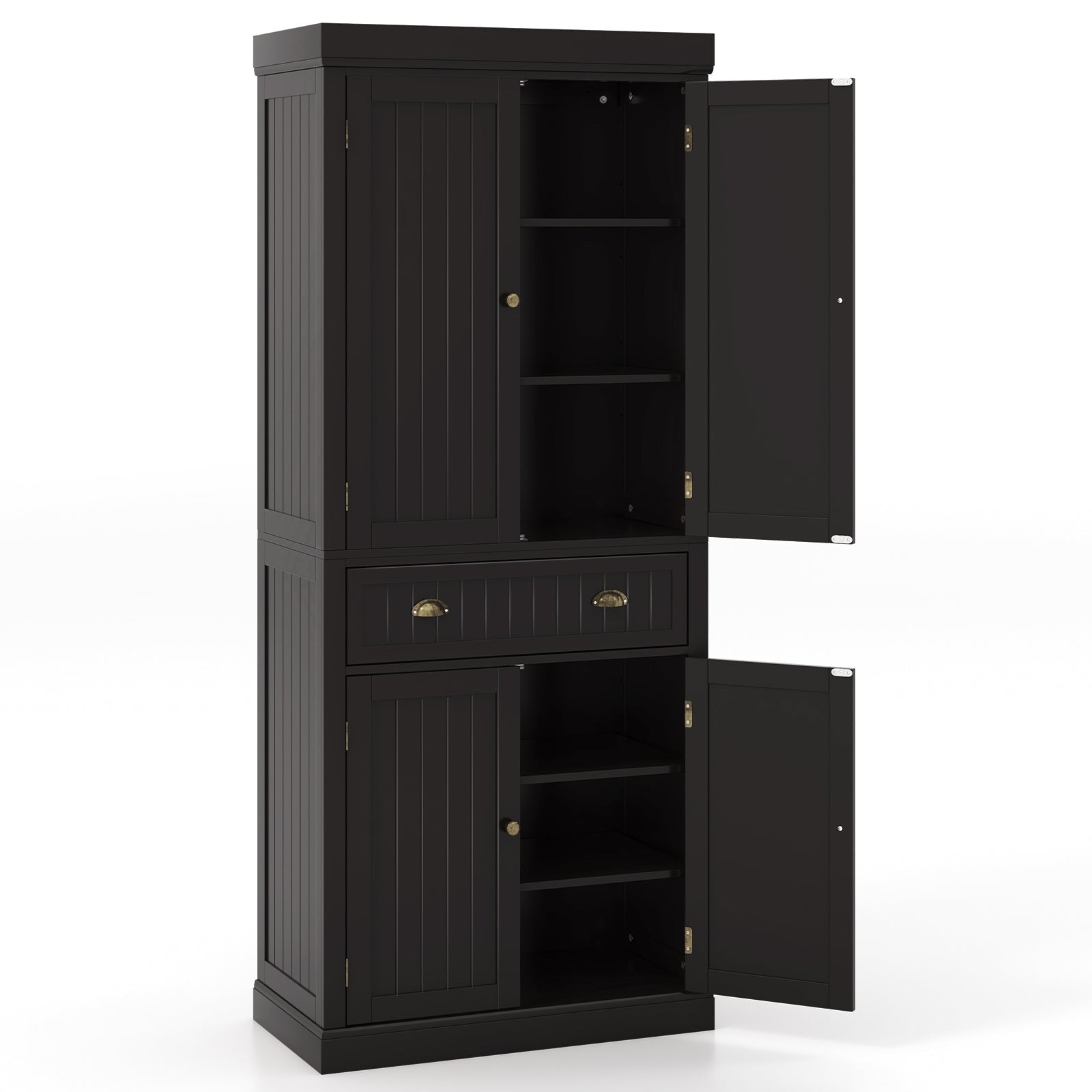 Cupboard Freestanding Kitchen Cabinet w/ Adjustable Shelves-Dark Brown