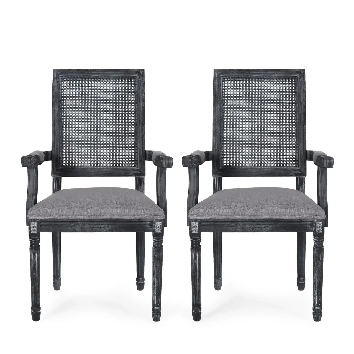 Elegant French Country Style Dining Chair With Cane Backrest