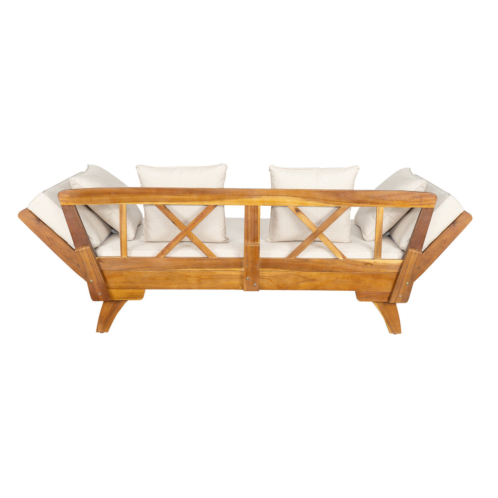Outdoor Patio Daybed Sofa, 3-Seat Sofa with Foldable Arm & Removable Cushions