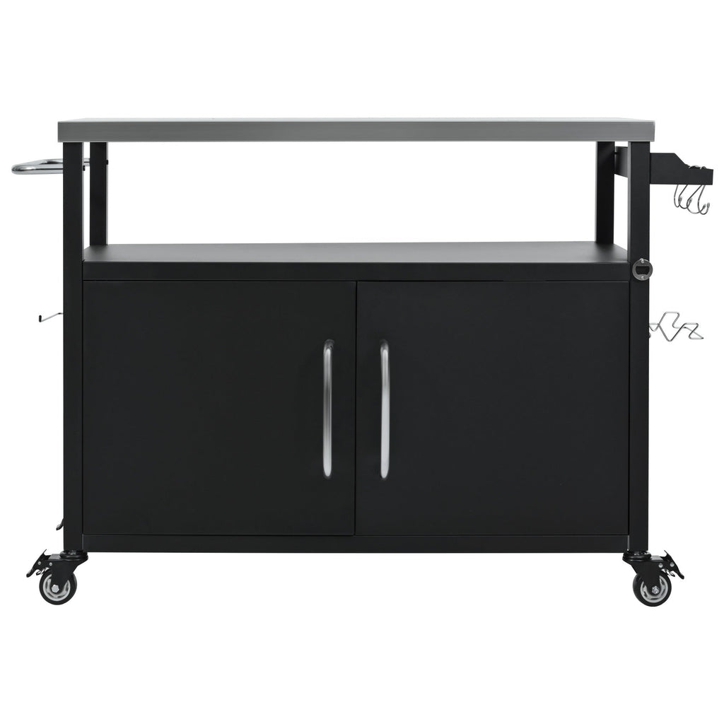 K&K 54.5" Outdoor Kitchen Island with Stainless Steel Tabletop