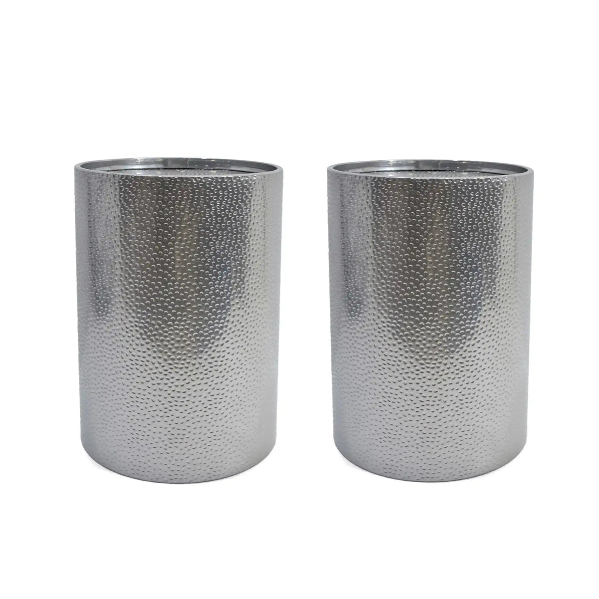 Modern Round Accent Table With Hammered Surface