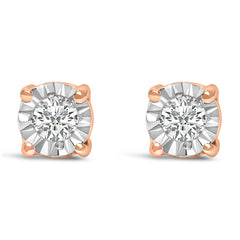 .925 Sterling Silver 1/10 Cttw Round Brilliant-Cut Lab Grown Diamond Miracle-Set Stud Earrings (F-G Color, VS1-VS2 Clarity)