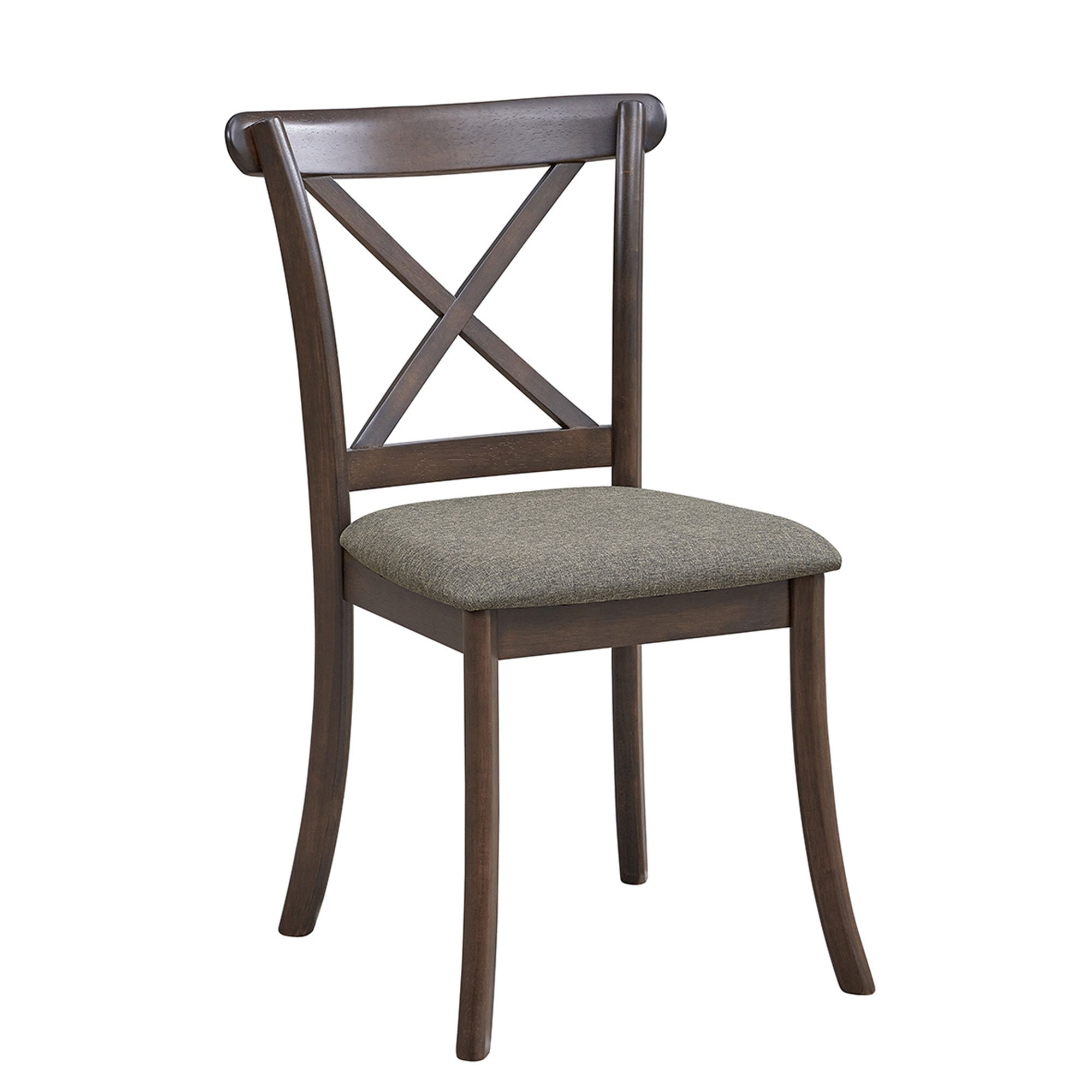 Wooden X Back Dining Chairs Set of 2 Modern Fabric Upholstered
