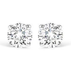 IGI Certified 14K White Gold 1.0 Cttw 4-Prong Set Brilliant Round-Cut Solitaire Natural Diamond Push Back Stud Earrings (G-H Color, I1-I2 Clarity)