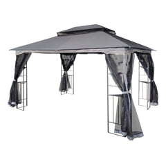 13 x 10 ft Patio Gazebo Tent with Ventilated Double Roof and Mosquito Net
