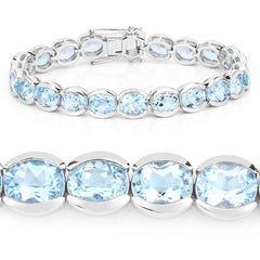 44.00 Carat Genuine Blue Topaz .925 Sterling Silver Bracelet