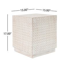 Chic Modern MGO Cube Side Table with Fluted Design - Antique Brown