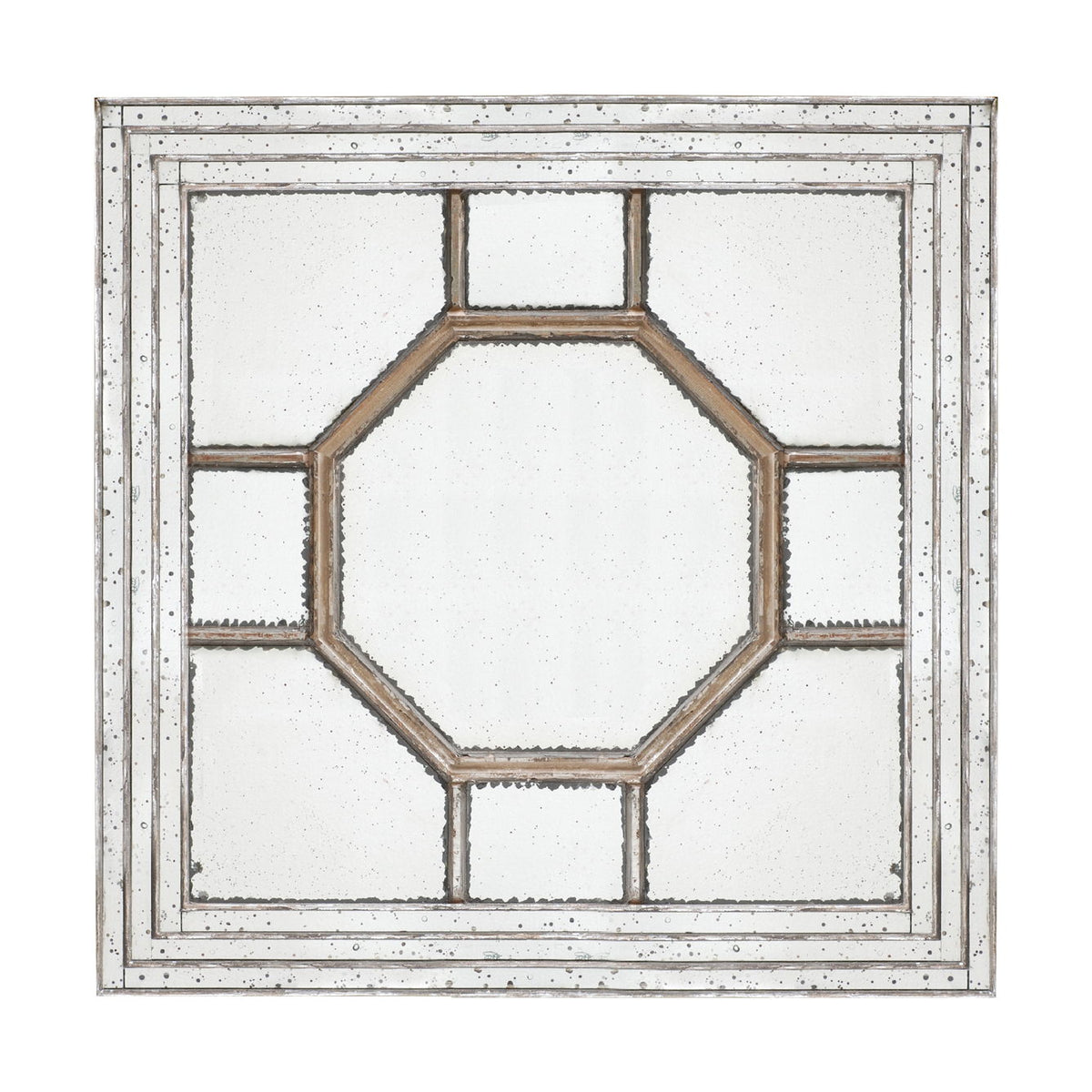 Antique Style Decorative Square Wall Mirror with Mirrored Frame