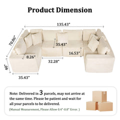 Modular U Shaped Sectional Sofa With Reversible Design