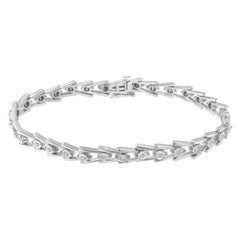 .925 Sterling Silver 1/4 cttw Miracle Set Diamond Sleek and Open "V"Bracelet (I-J Color, I3 Clarity) -7.5"